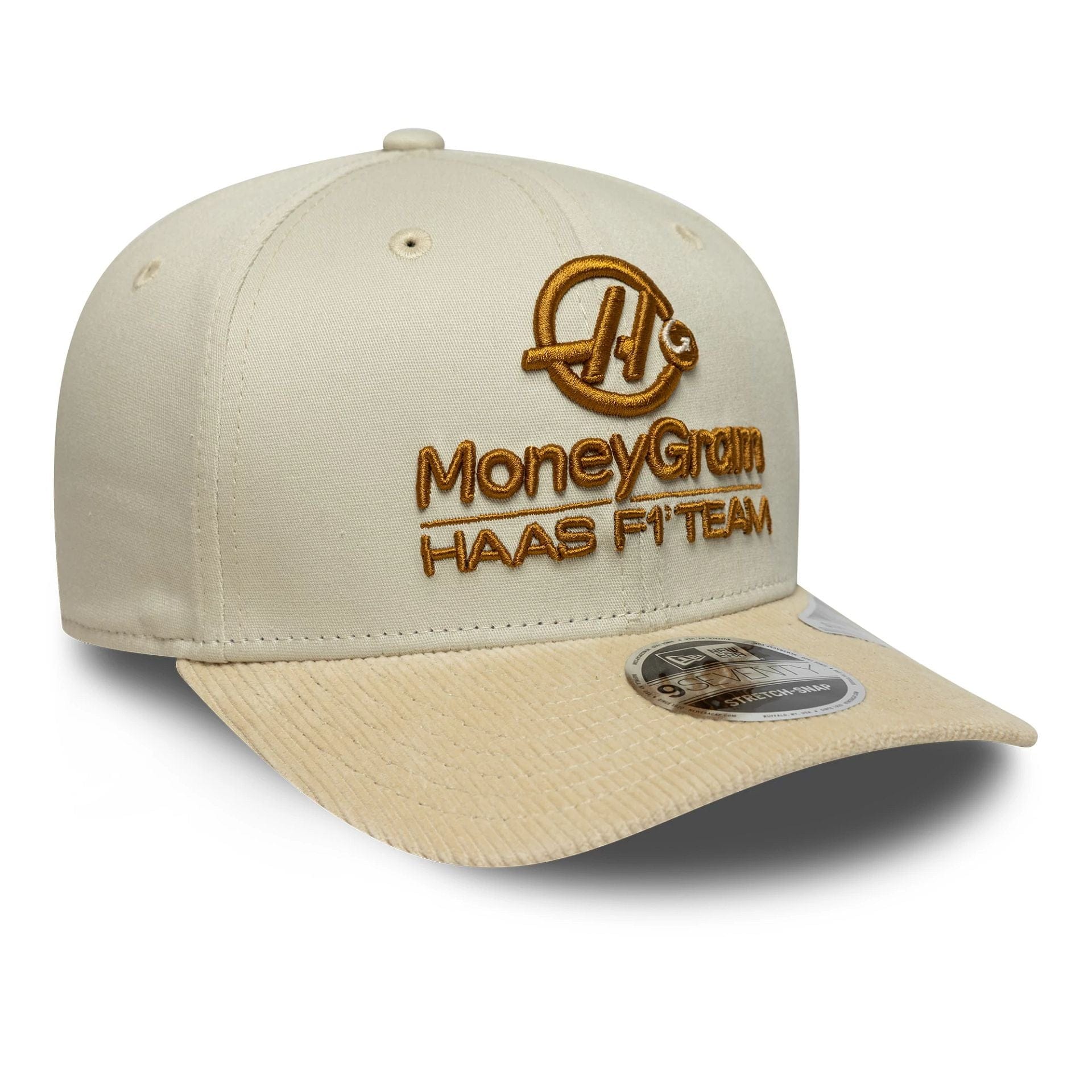 Pictured is this Cord Visor MoneyGram Haas F1 9SEVENTY Stretch Snap in Cream. 3