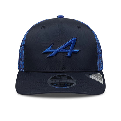 Pictured is this All Over Print Alpine Racing 9FIFTY Stretch Snap in navy. 2