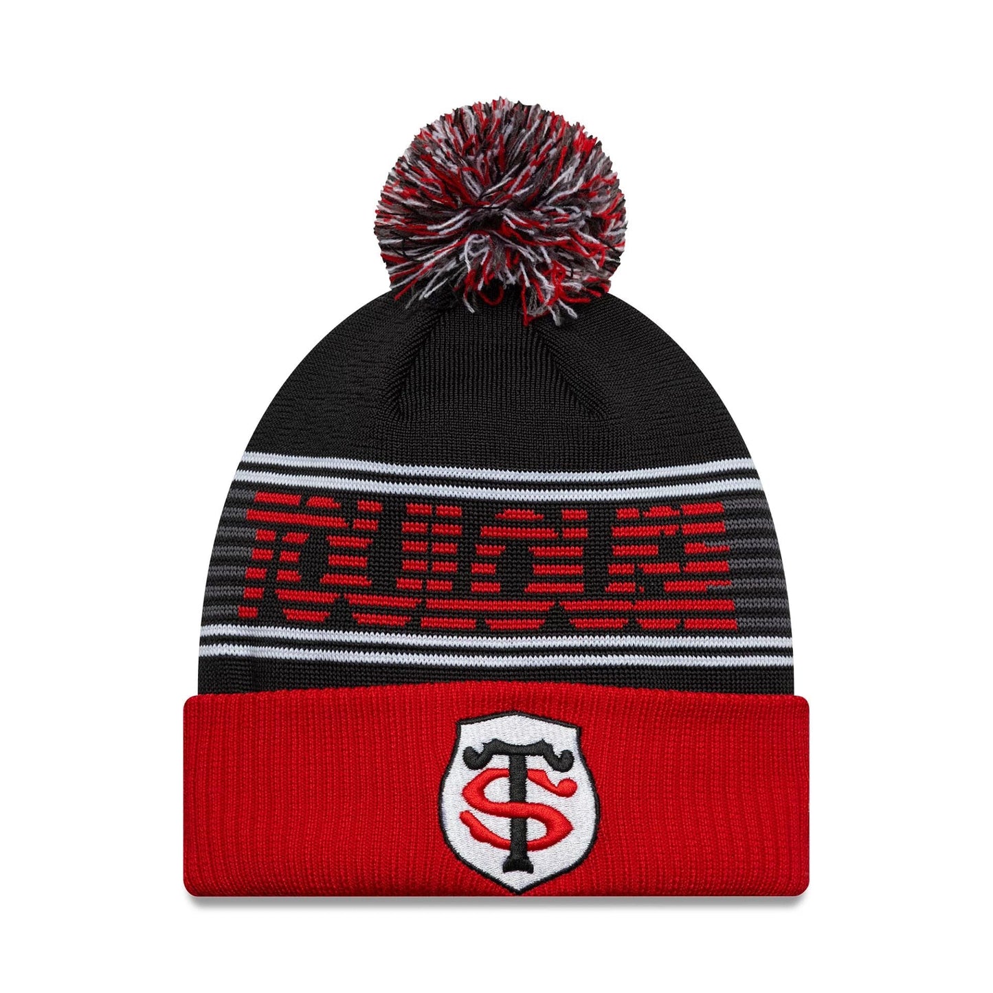 Pictured is this Stade Toulousain Bobble Knit Beanie in black. 1