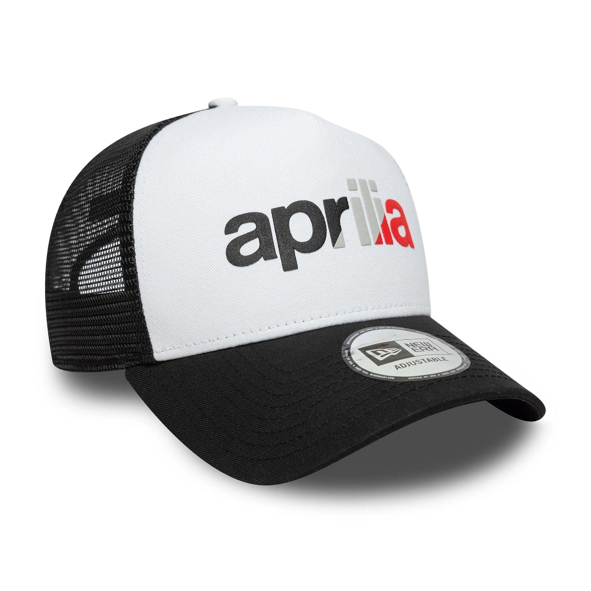Pictured is this Aprilia Wordmark 9FORTY A-Frame Trucker in black. 3