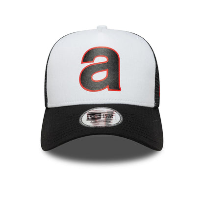 Pictured is this Aprilia Logo 9FORTY E-Frame Trucker in black. 2