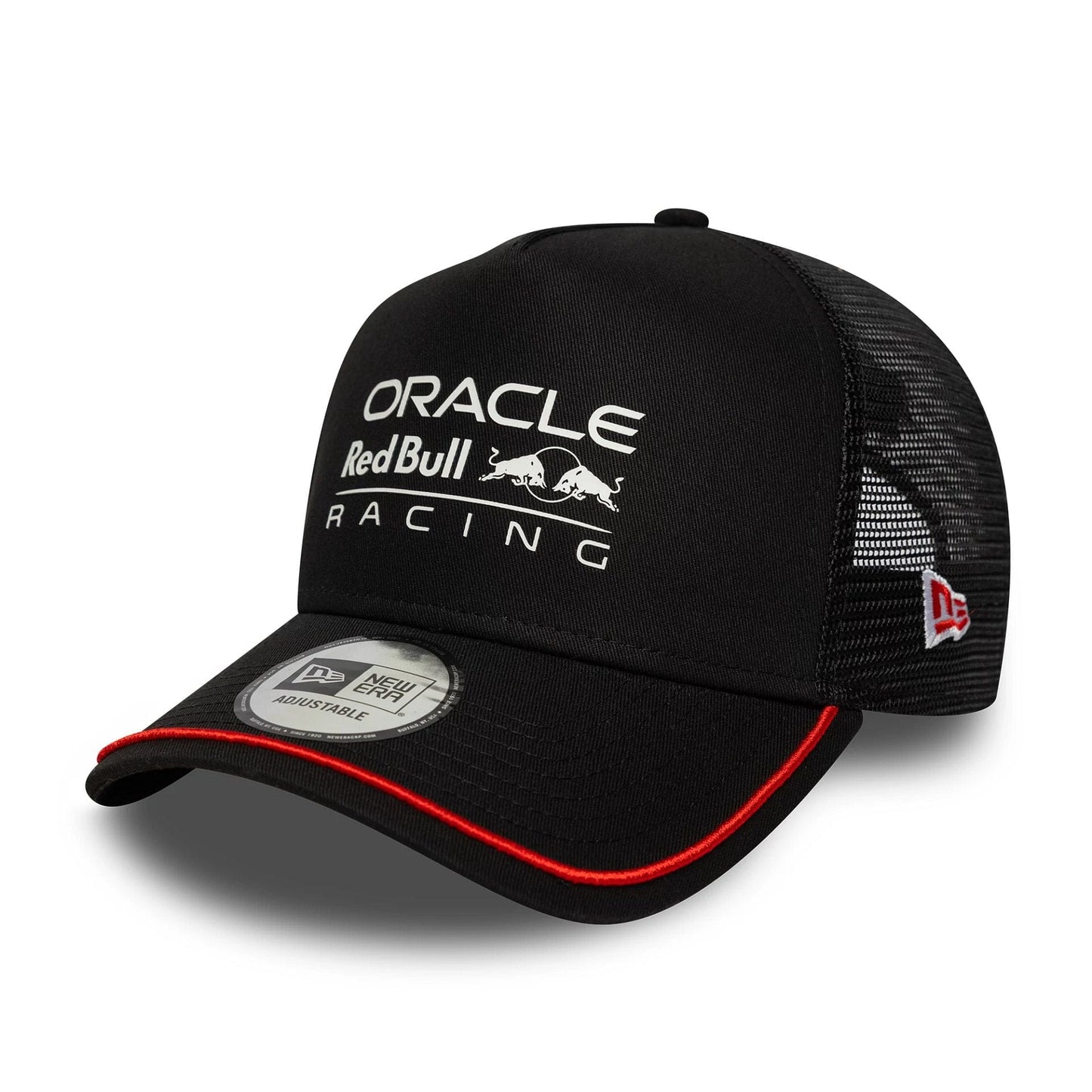 Pictured is this Patch Red Bull Racing 9FORTY A-Frame Trucker in black. 3