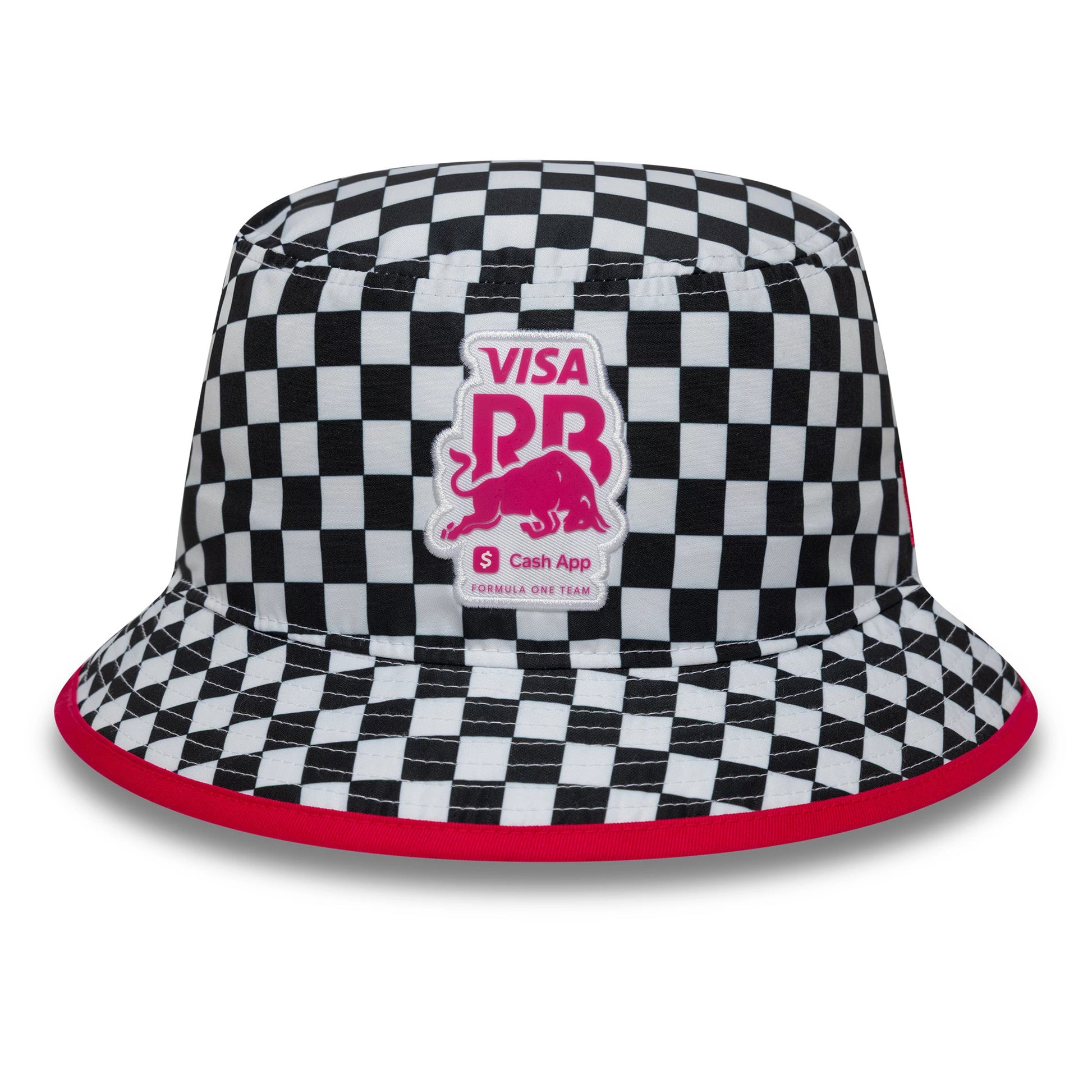 Pictured is this Checkerboard Visa Cash App Racing Bulls Bucket in white. 2