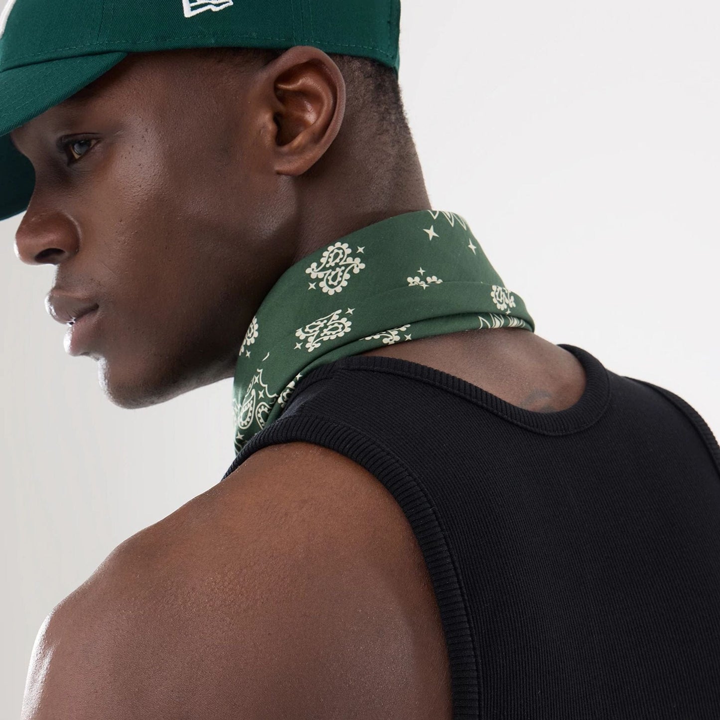 This is a New Era Paisley Dark Green Bandana 4