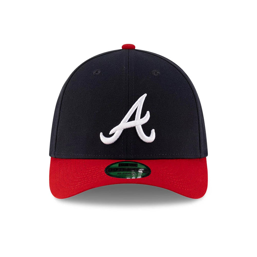Pictured is this MLB Player Replica Atlanta Braves 39THIRTY M-Crown Stretch Fit cap in navy. 2