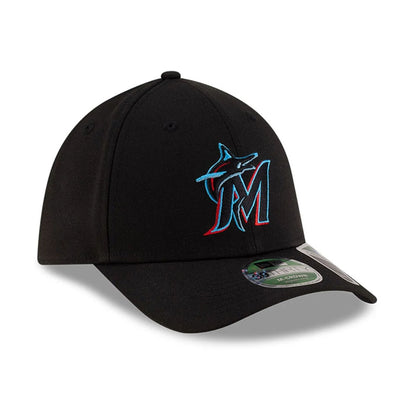 Pictured is this MLB Player Replica Miami Marlins 39THIRTY M-Crown Stretch Fit cap in black. 3