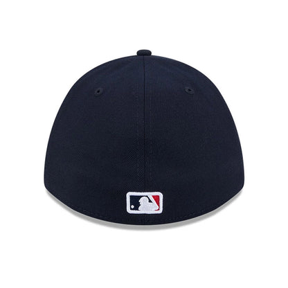 Pictured is this MLB Player Replica Boston Red Sox 39THIRTY M-Crown Stretch Fit cap in navy. 4