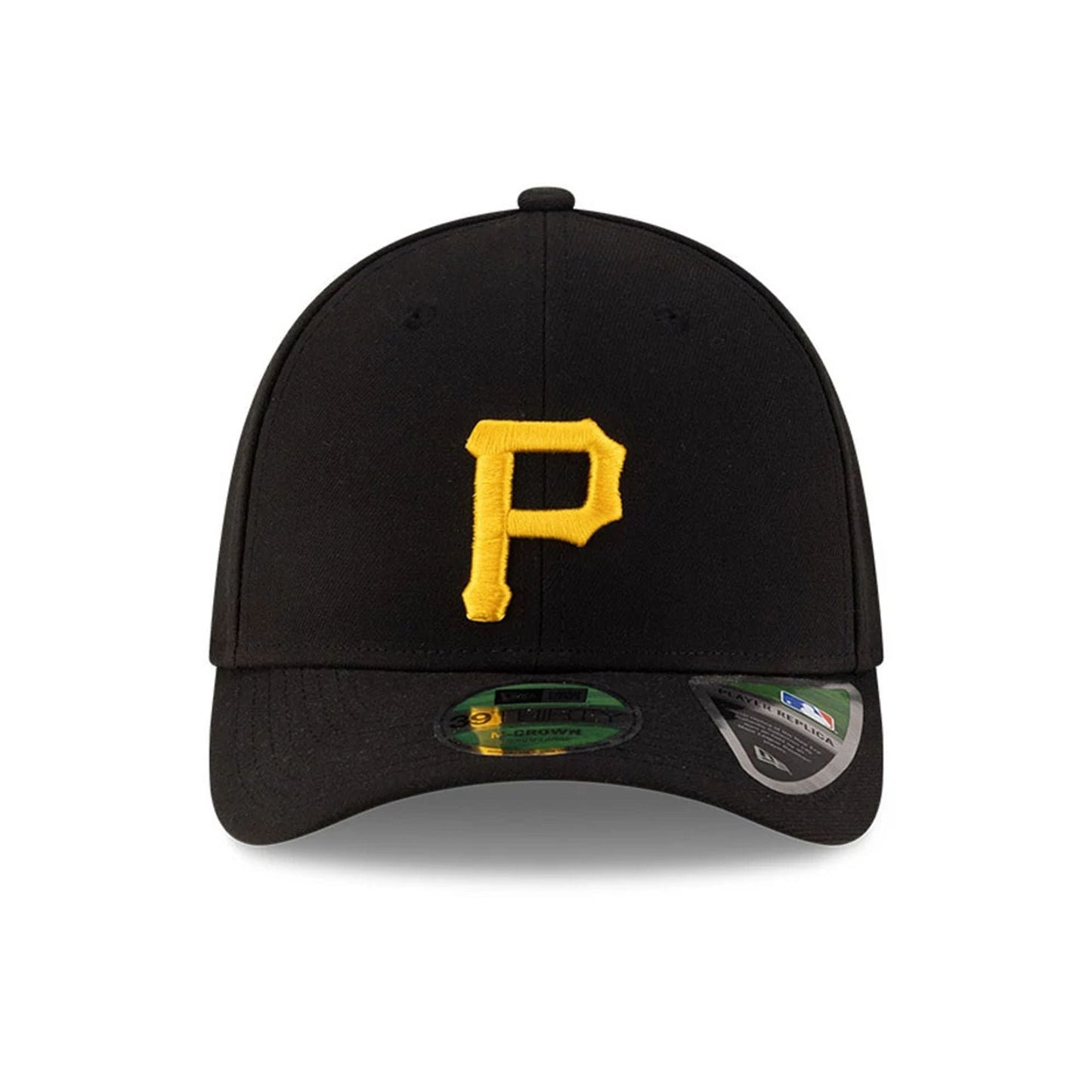 Pictured is this MLB Player Replica Pittsburgh Pirates 39THIRTY M-Crown Stretch Fit cap in black. 2