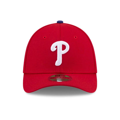 Pictured is this MLB Player Replica Philadelphia Phillies 39THIRTY M-Crown Stretch Fit cap in red. 3