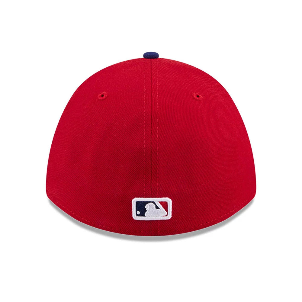 Pictured is this MLB Player Replica Philadelphia Phillies 39THIRTY M-Crown Stretch Fit cap in red. 6