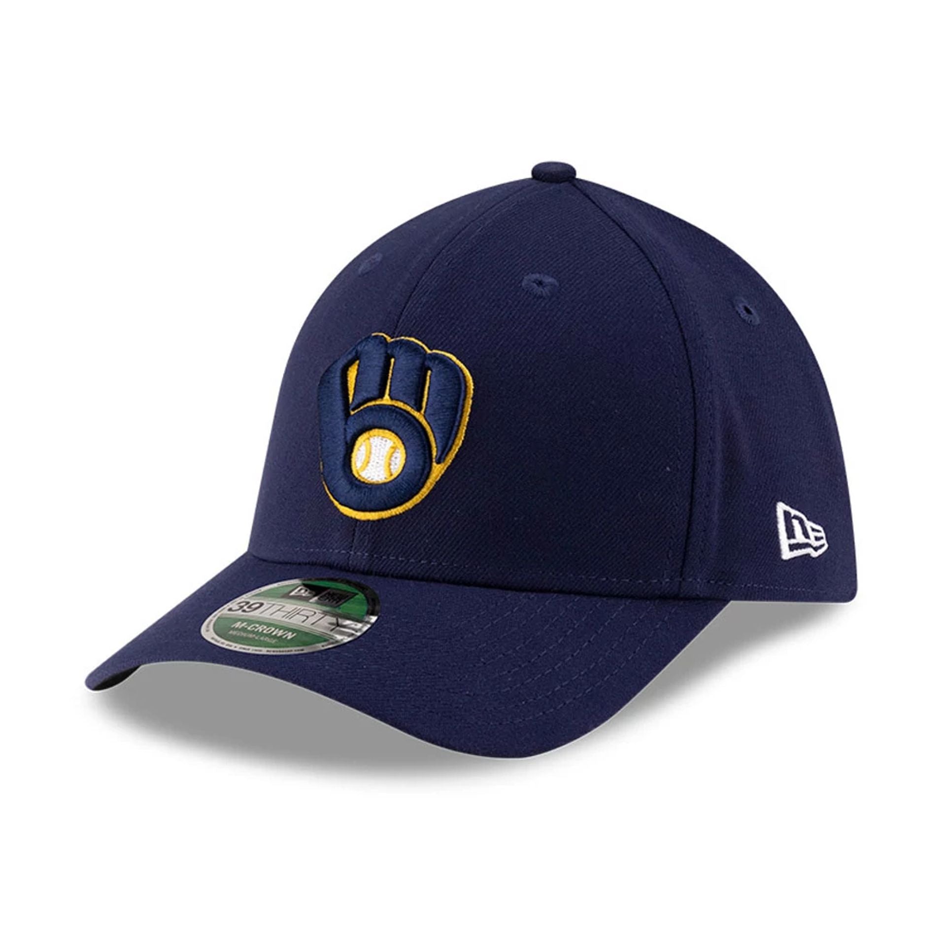 Pictured is this MLB Player Replica Milwaukee Brewers 39THIRTY M-Crown Stretch Fit cap in navy. 1