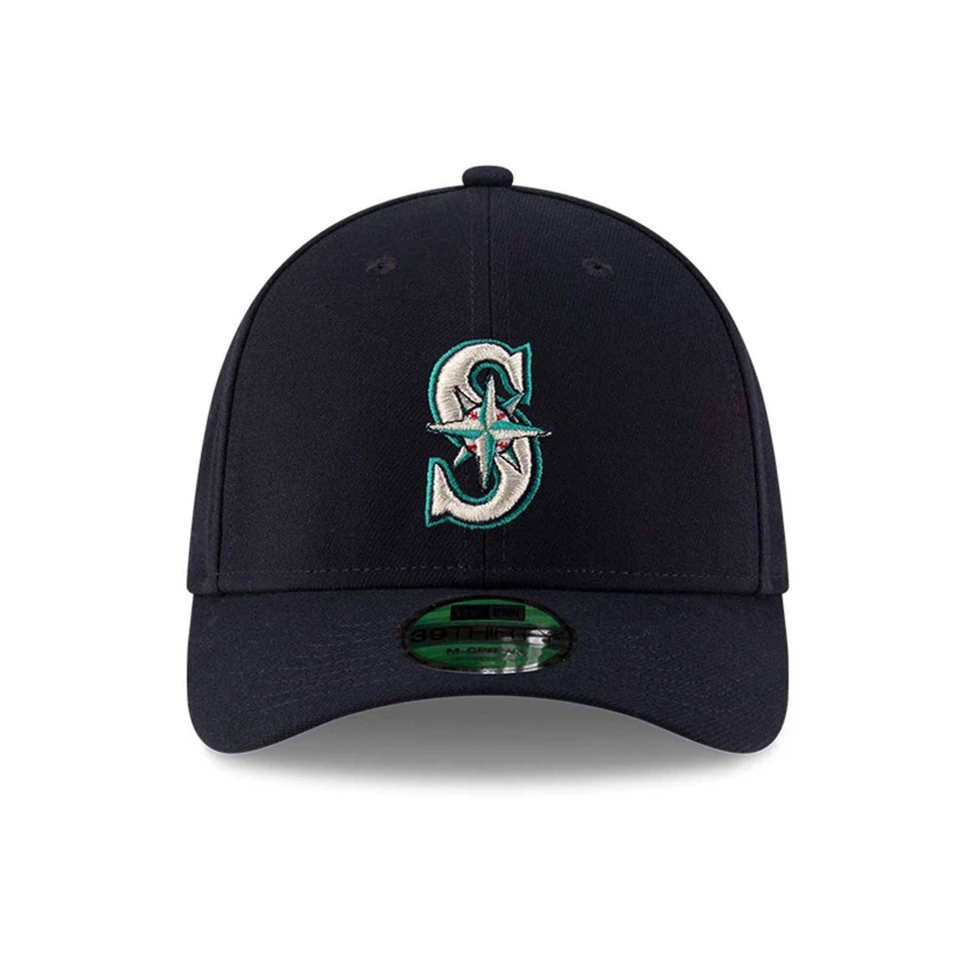 Pictured is this MLB Player Replica Seattle Mariners 39THIRTY M-Crown Stretch Fit cap in navy. 2
