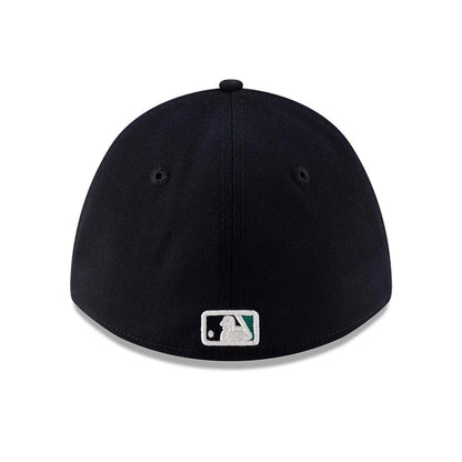 Pictured is this MLB Player Replica Seattle Mariners 39THIRTY M-Crown Stretch Fit cap in navy. 4