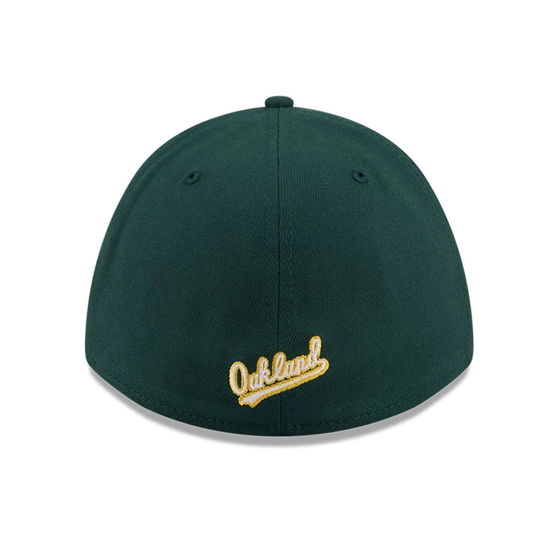 Pictured is this MLB Athletics 39THIRTY M-Crown Stretch Fit cap in dark green. 5
