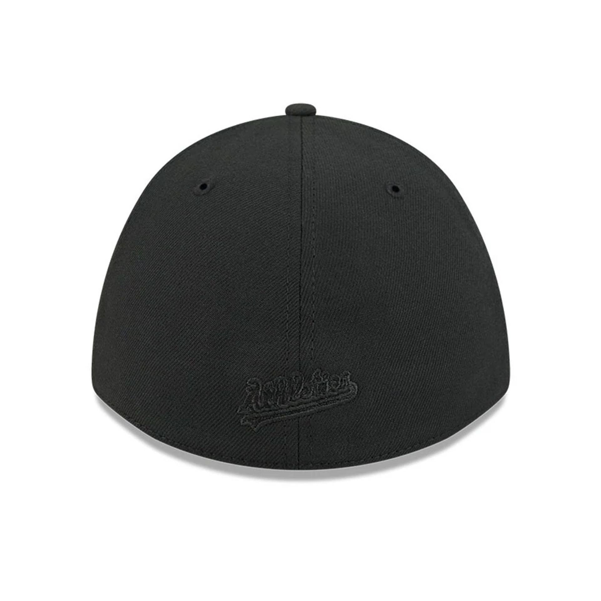 Pictured is this MLB Outline Athletics 39THIRTY M-Crown Stretch Fit cap in black. 5
