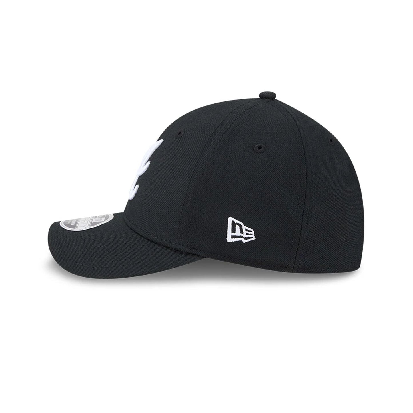 Pictured is this MLB Atlanta Braves 39THIRTY M-Crown Stretch Fit cap in black. 6