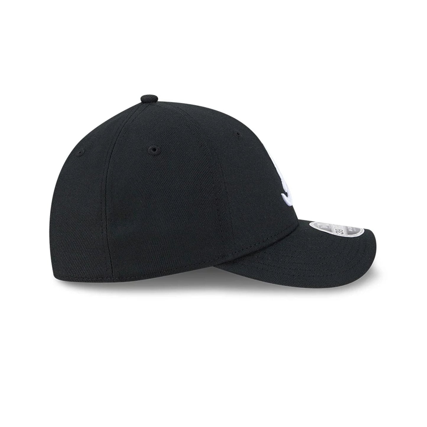 Pictured is this MLB Atlanta Braves 39THIRTY M-Crown Stretch Fit cap in black. 7