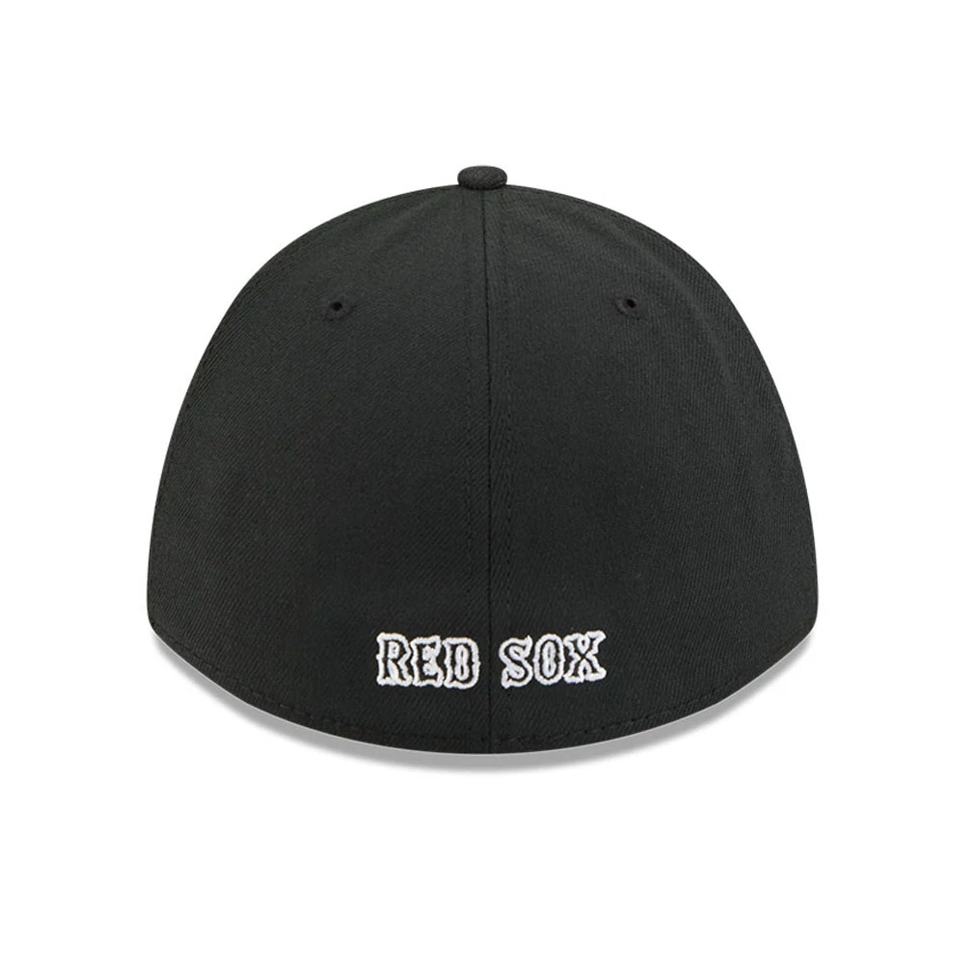 Pictured is this MLB Boston Red Sox 39THIRTY M-Crown Stretch Fit cap in black. 5
