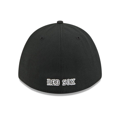 Pictured is this MLB Boston Red Sox 39THIRTY M-Crown Stretch Fit cap in black. 5