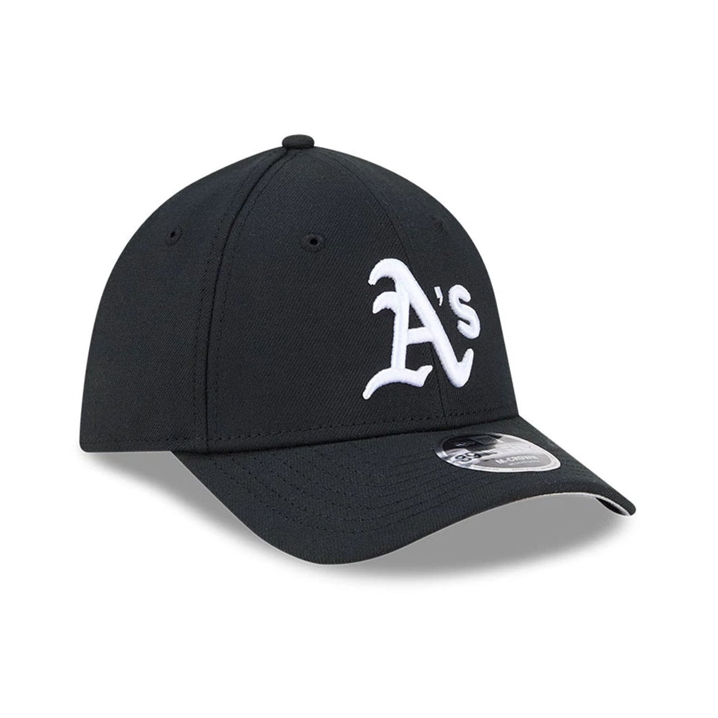 Pictured is this MLB Athletics 39THIRTY M-Crown Stretch Fit cap in black. 5