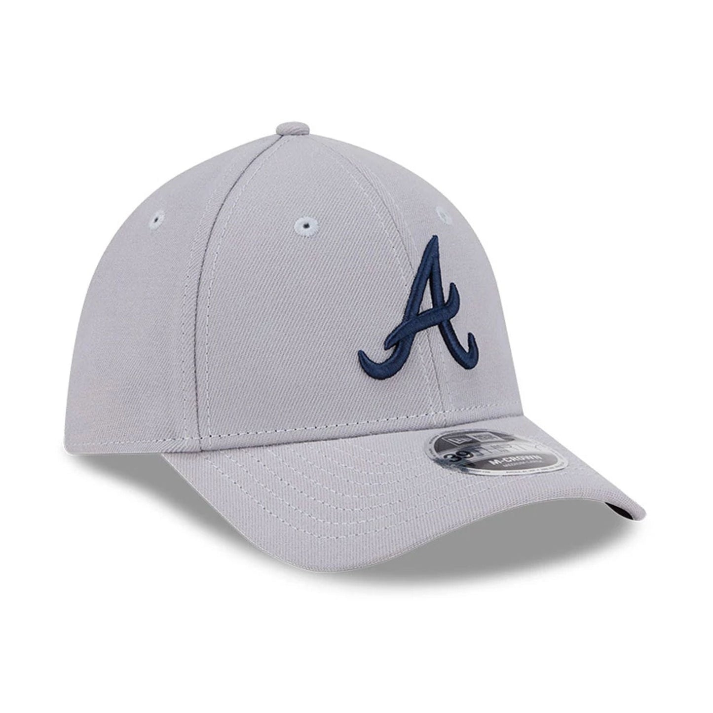 Pictured is this MLB Atlanta Braves 39THIRTY M-Crown Stretch Fit cap in grey. 3