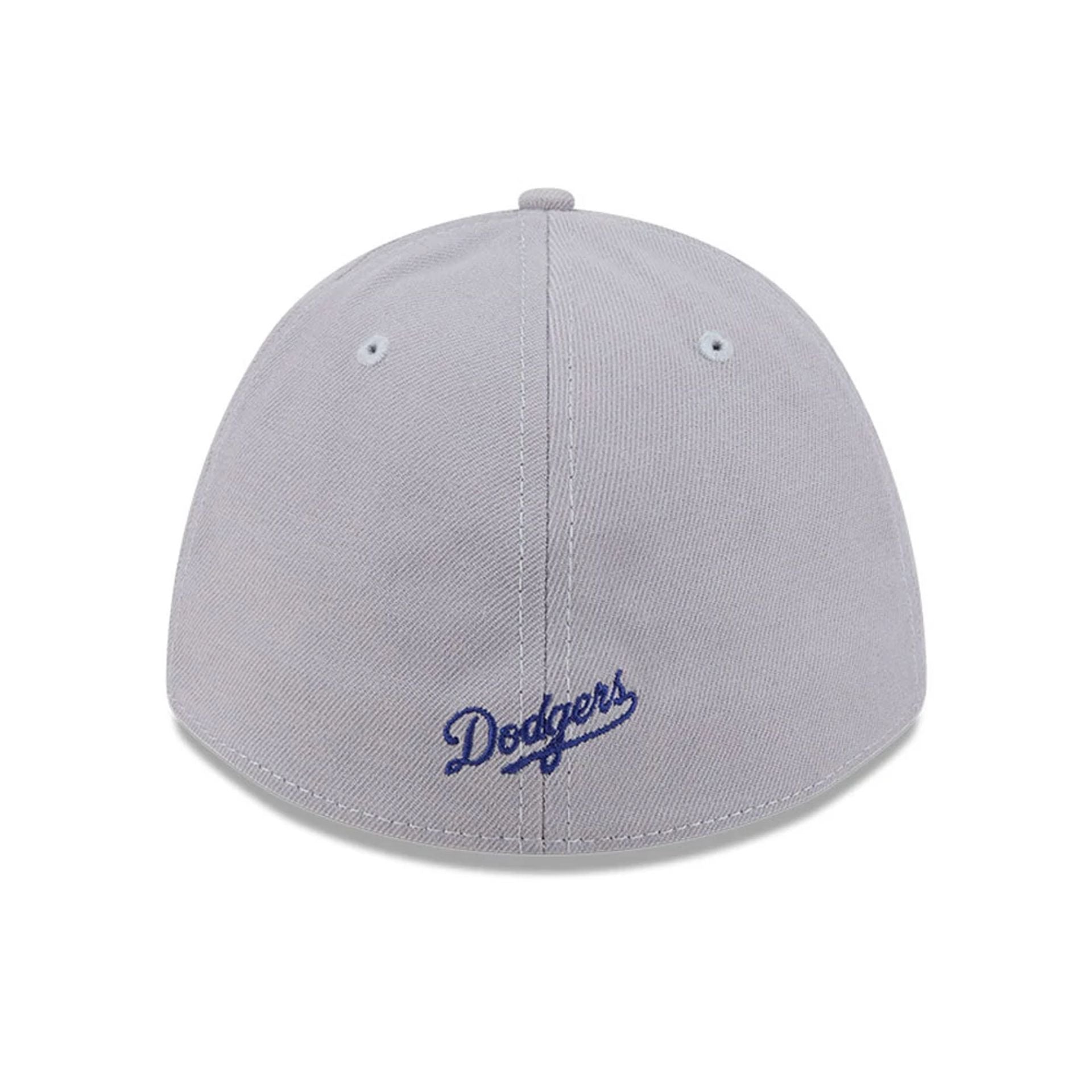 Pictured is this MLB LA Dodgers 39THIRTY M-Crown Stretch Fit cap in grey. 4