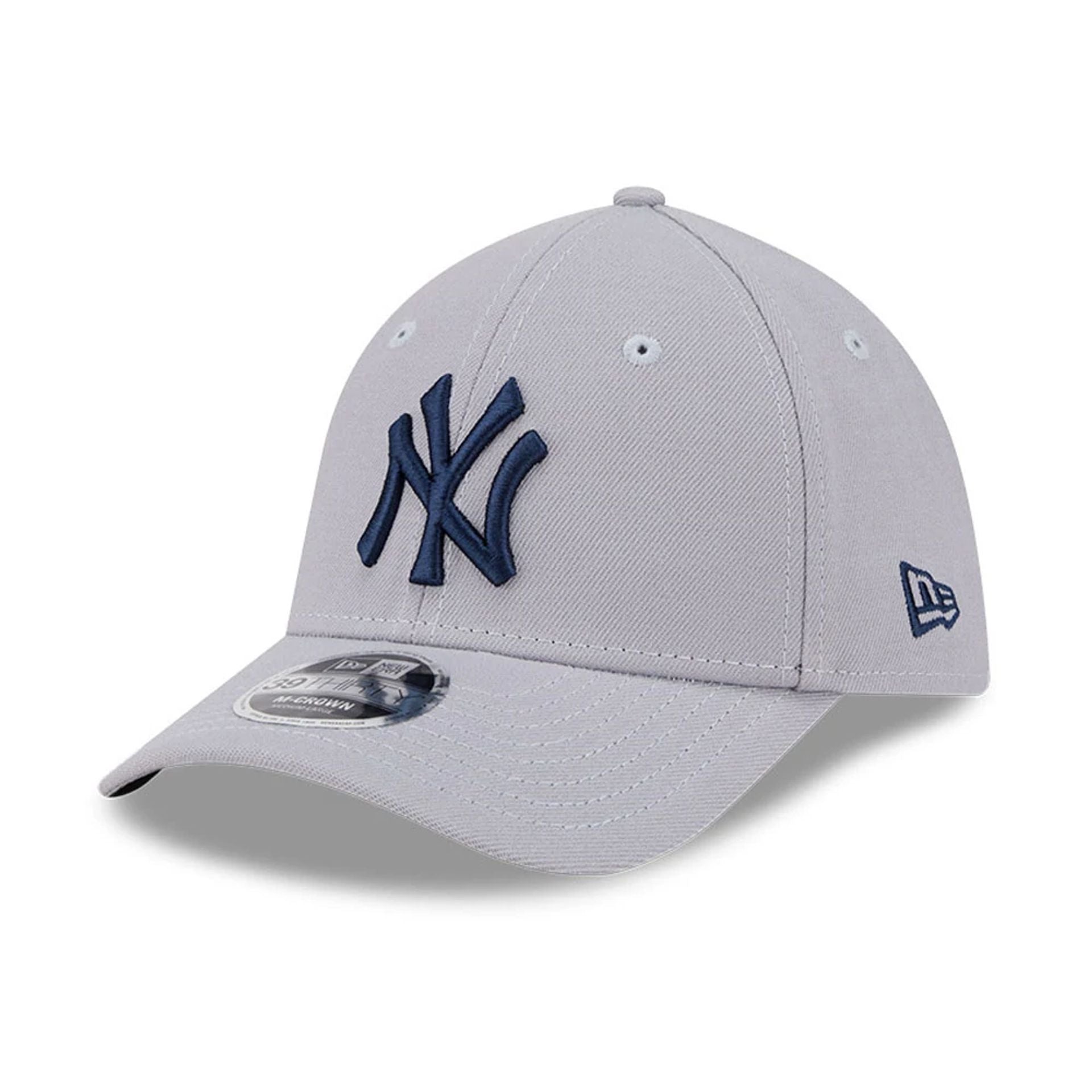 Pictured is this MLB New York Yankees 39THIRTY M-Crown Stretch Fit cap in grey. 1