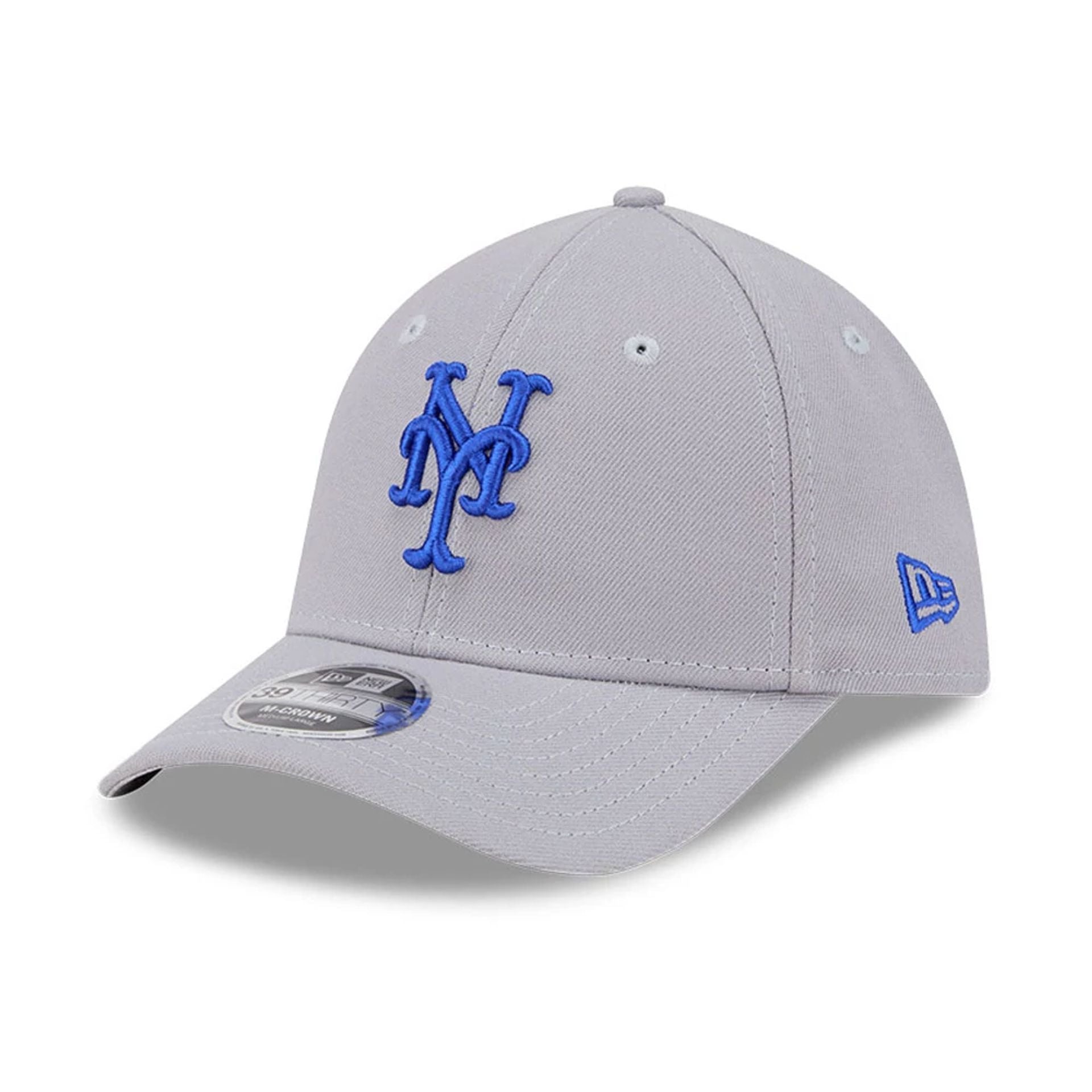 Pictured is this MLB New York Mets 39THIRTY M-Crown Stretch Fit cap in grey. 1