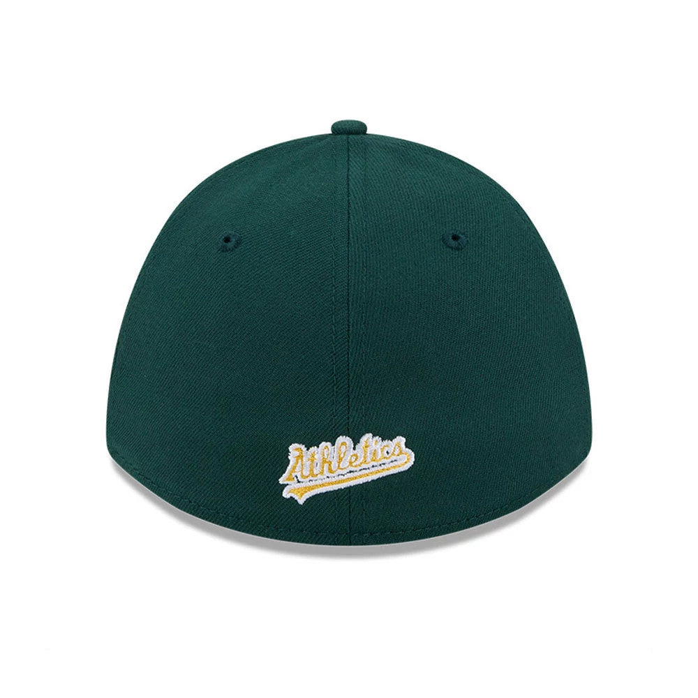 Pictured is this MLB Athletics 39THIRTY M-Crown A-Frame Stretch Fit cap in dark green. 5