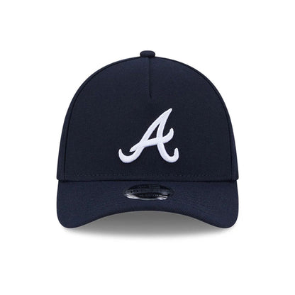 Pictured is this MLB Atlanta Braves 39THIRTY M-Crown A-Frame Stretch Fit cap in navy. 3