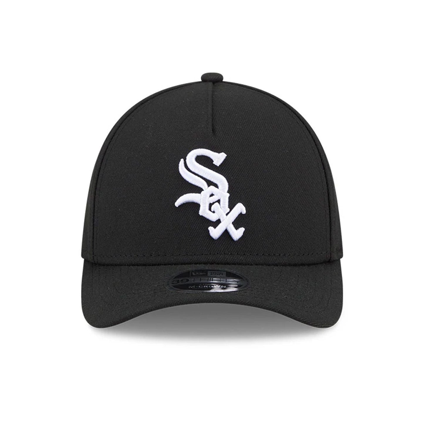 Pictured is this MLB Chicago White Sox 39THIRTY M-Crown A-Frame Stretch Fit cap in black. 3