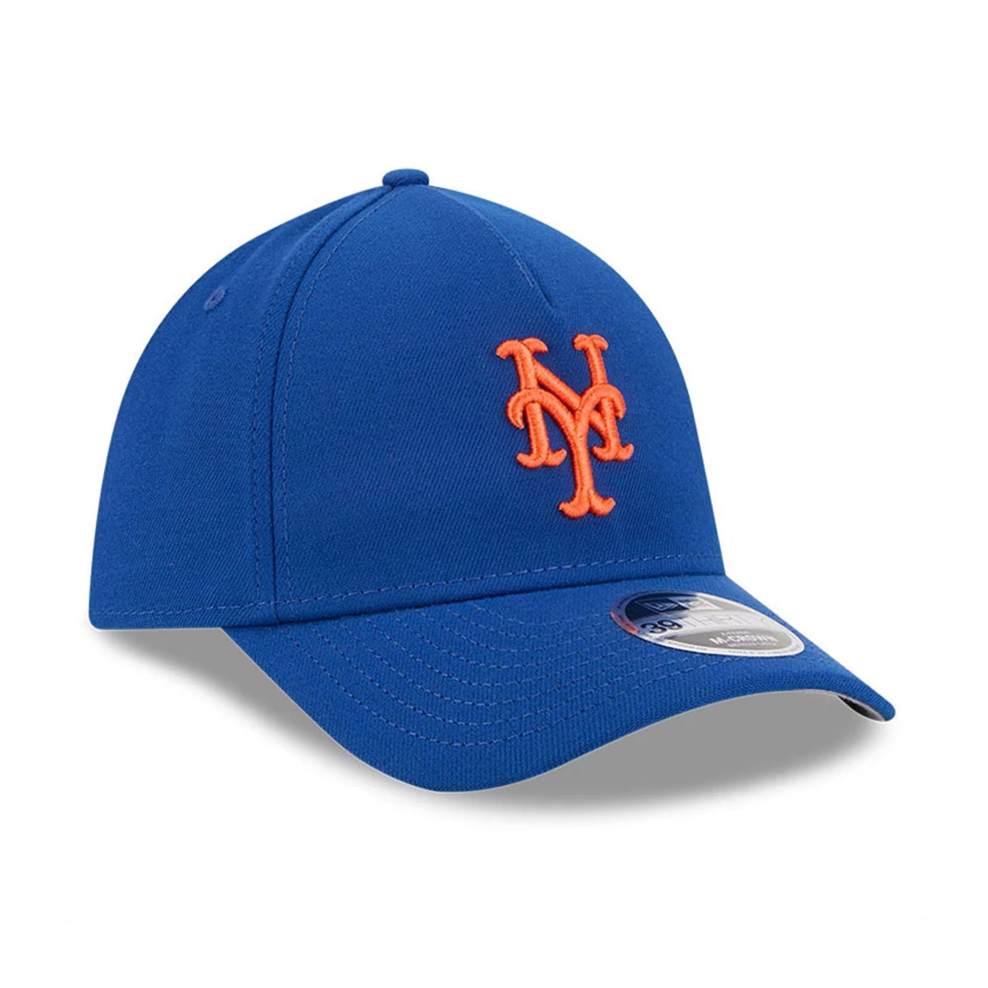 Pictured is this MLB New York Mets 39THIRTY M-Crown A-Frame Stretch Fit cap in blue. 4