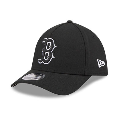 Pictured is this MLB Boston Red Sox 39THIRTY M-Crown A-Frame Stretch Fit cap in black. 1