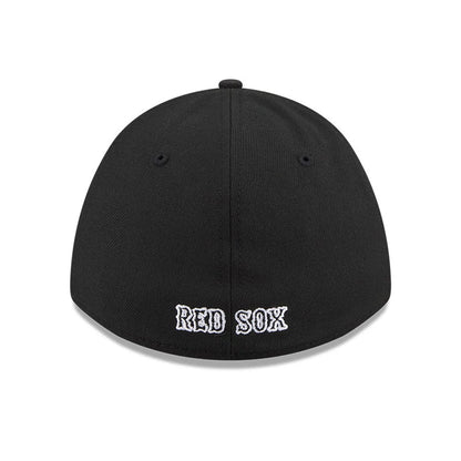 Pictured is this MLB Boston Red Sox 39THIRTY M-Crown A-Frame Stretch Fit cap in black. 5