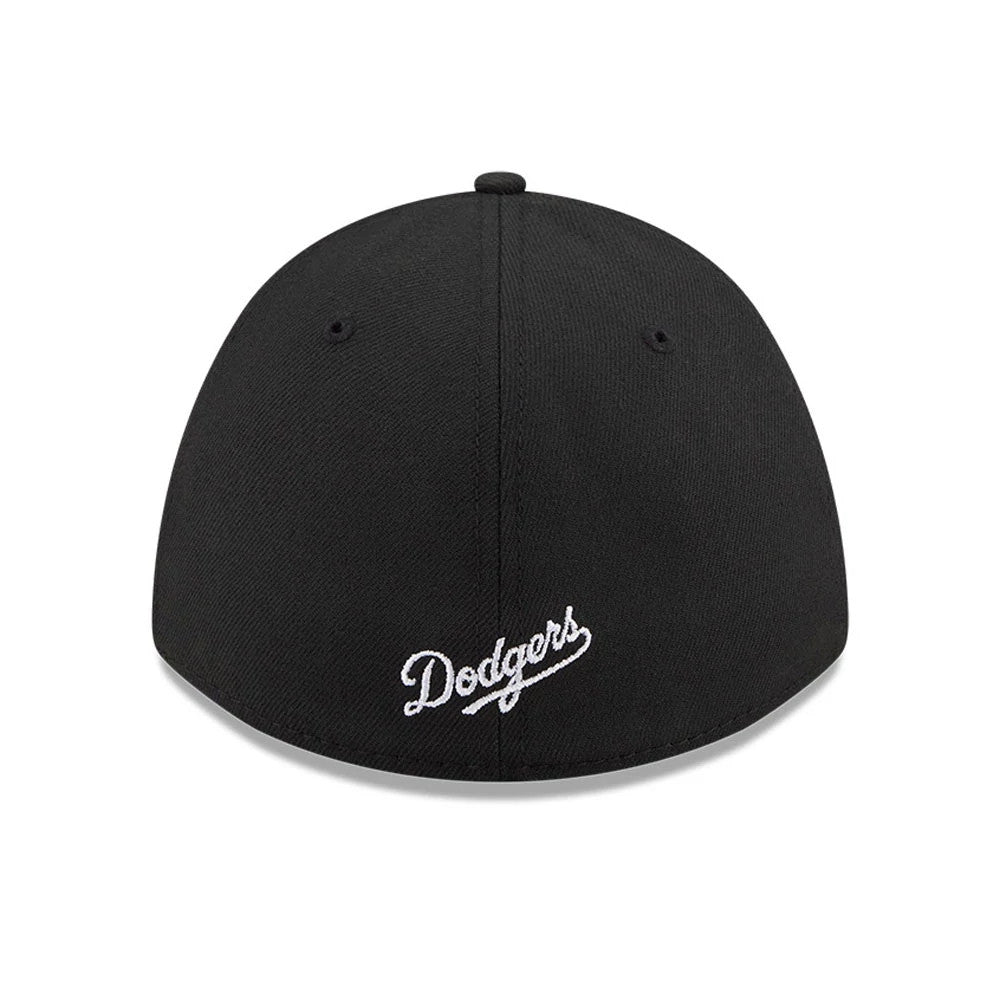 Pictured is this MLB LA Dodgers 39THIRTY M-Crown A-Frame Stretch Fit cap in black. 5