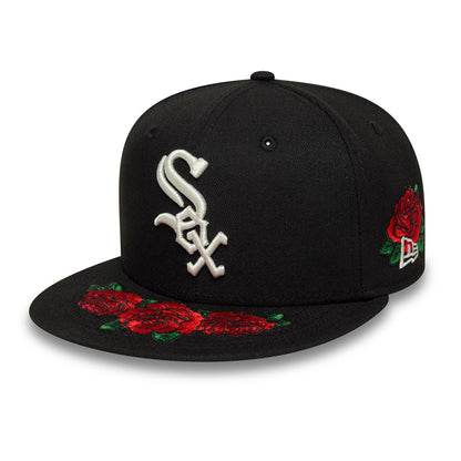 This is a Chicago White Sox MLB Cooperstown Floral Black 59FIFTY Fitted Cap 1