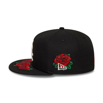 This is a Chicago White Sox MLB Cooperstown Floral Black 59FIFTY Fitted Cap 6