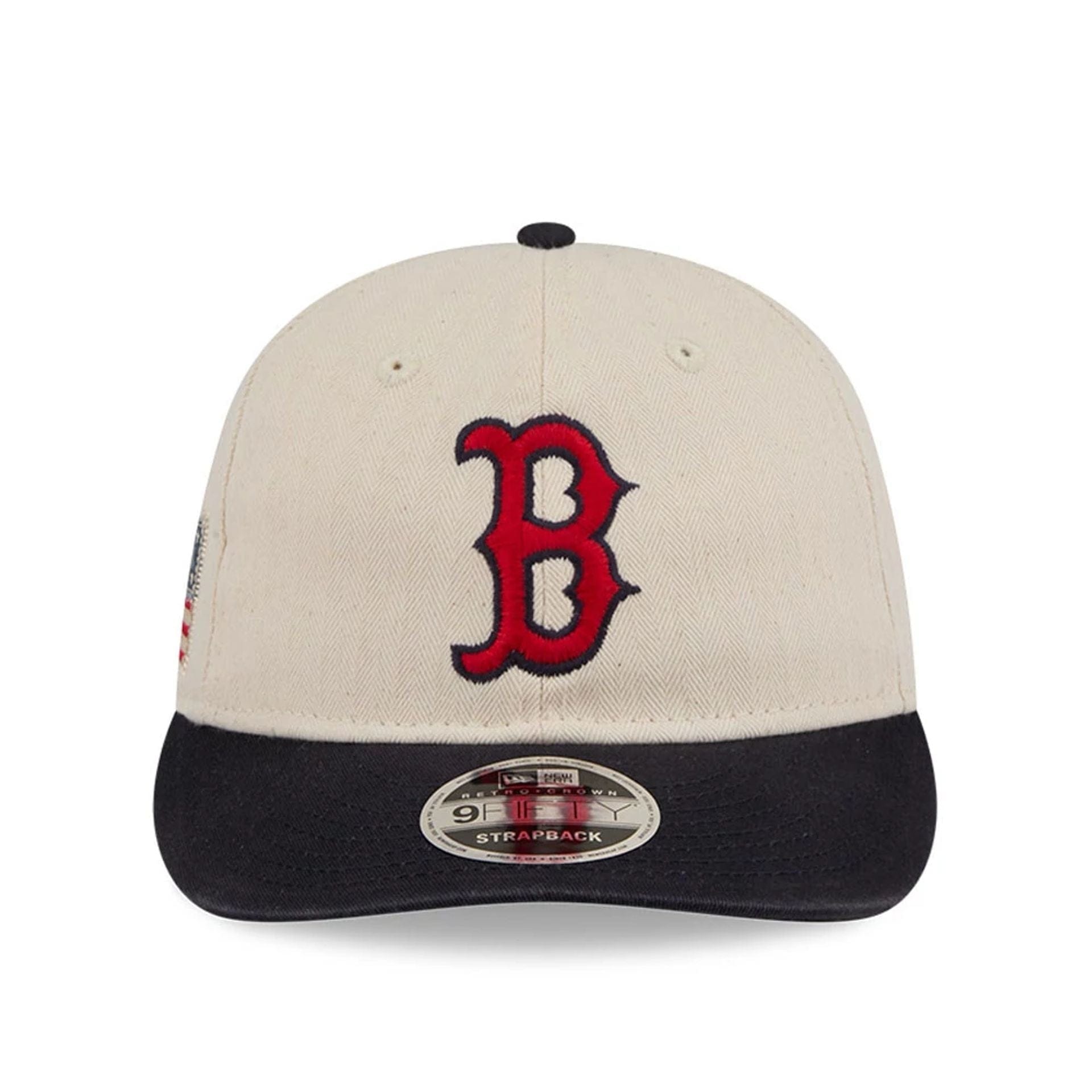 This is a Boston Red Sox MLB Americana Herringbone White Retro Crown 9FIFTY Adjustable Cap 4
