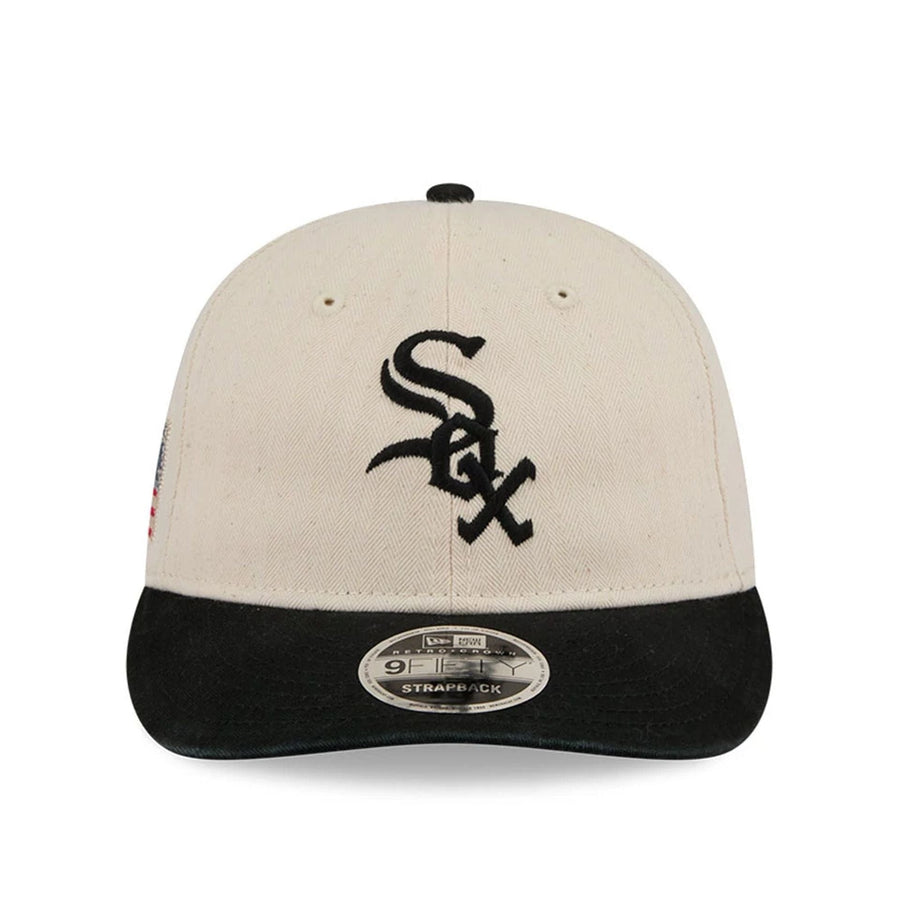This is a Chicago White Sox MLB Americana Herringbone White Retro Crown 9FIFTY Adjustable Cap 4