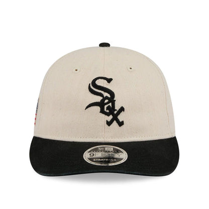 This is a Chicago White Sox MLB Americana Herringbone White Retro Crown 9FIFTY Adjustable Cap 4