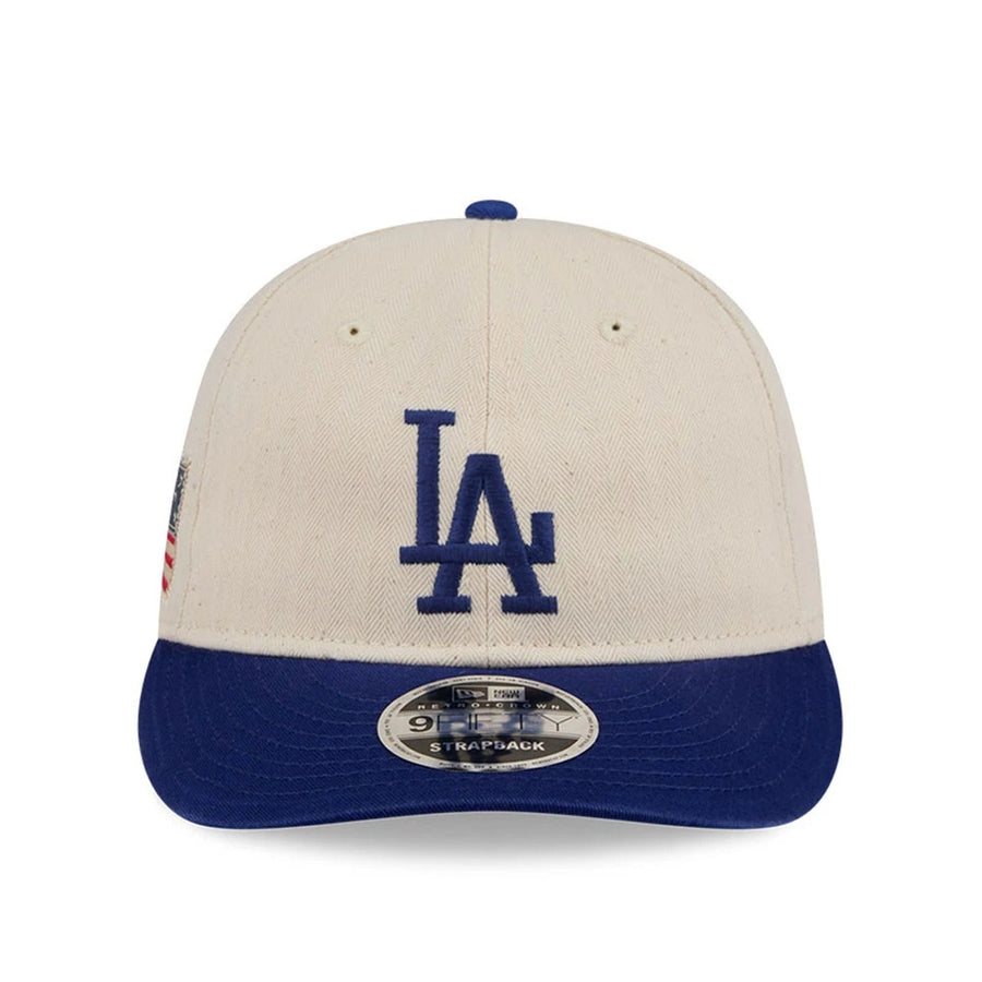 This is a LA Dodgers MLB Americana Herringbone Dark White Retro Crown 9FIFTY Adjustable Cap 4