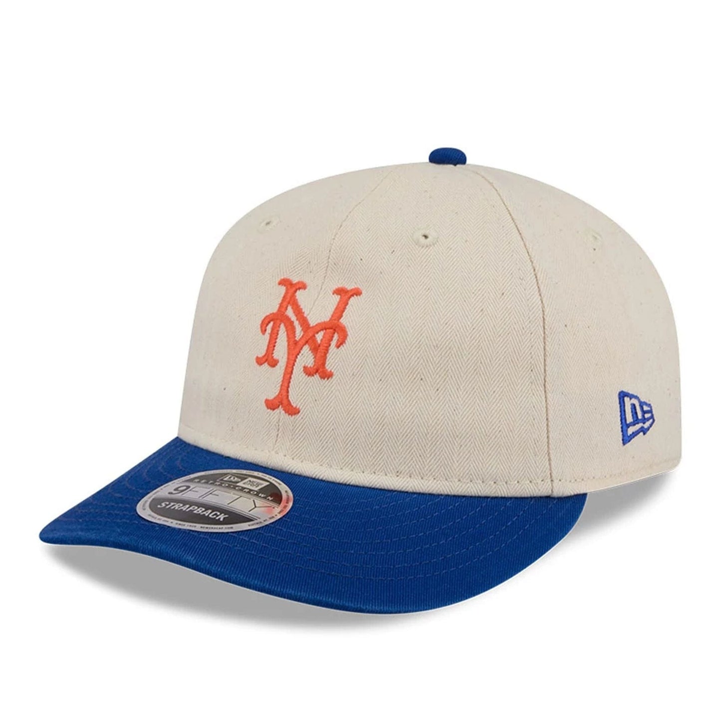 This is a New York Mets MLB Americana Herringbone White Retro Crown 9FIFTY Adjustable Cap 4