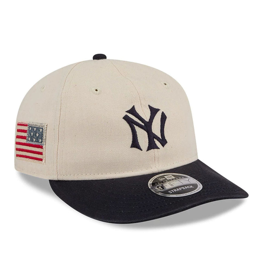 This is a New York Yankees MLB Americana Herringbone White Retro Crown 9FIFTY Adjustable Cap 1