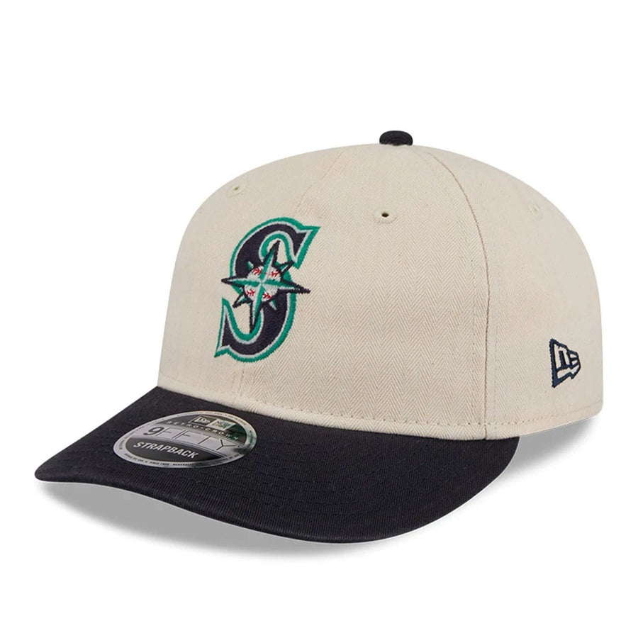This is a Seattle Mariners MLB Americana Herringbone White Retro Crown 9FIFTY Adjustable Cap 5