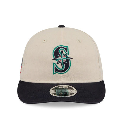 This is a Seattle Mariners MLB Americana Herringbone White Retro Crown 9FIFTY Adjustable Cap 4