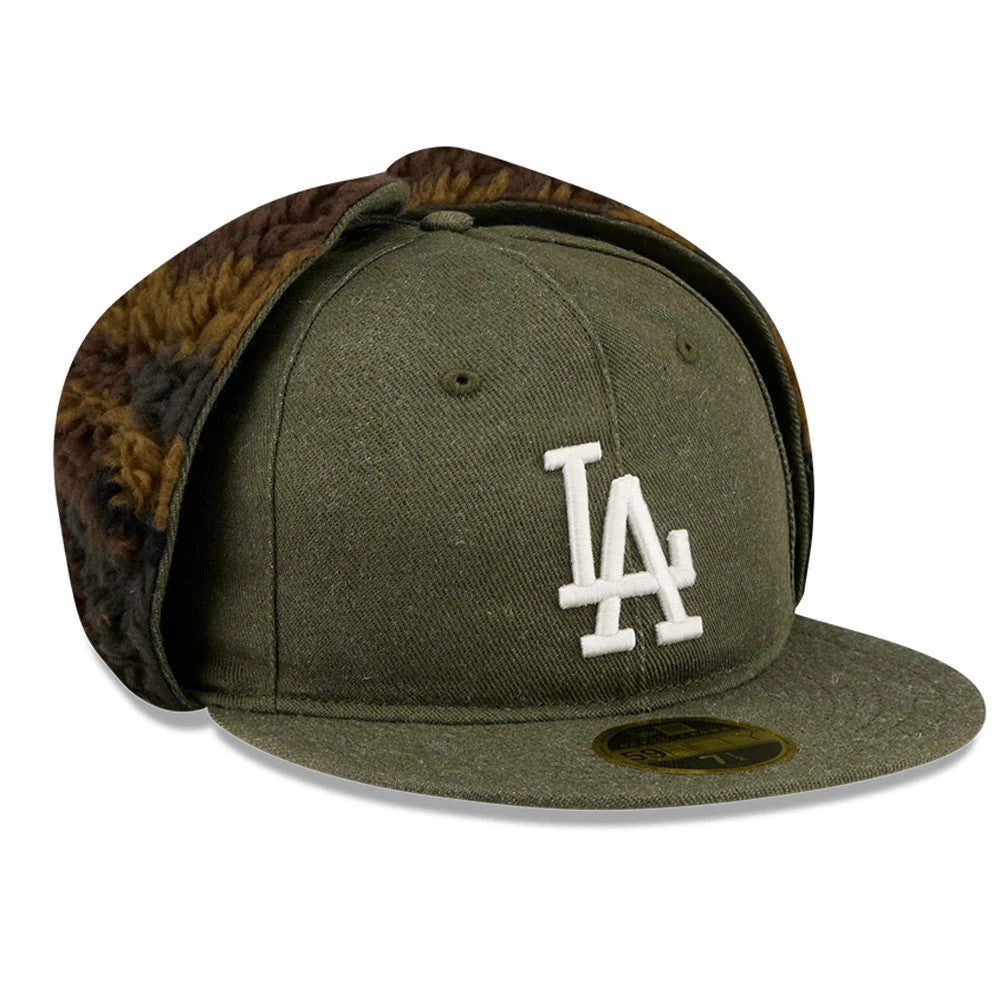 This is a LA Dodgers MLB Camo Open Green Retro Crown Dogear 59FIFTY Fitted Cap 4