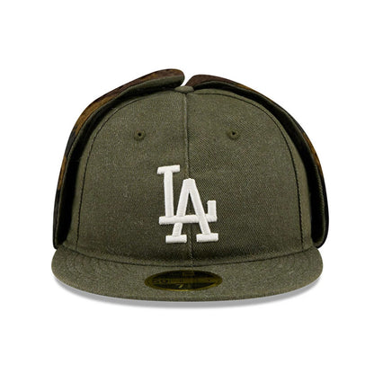 This is a LA Dodgers MLB Camo Open Green Retro Crown Dogear 59FIFTY Fitted Cap 3