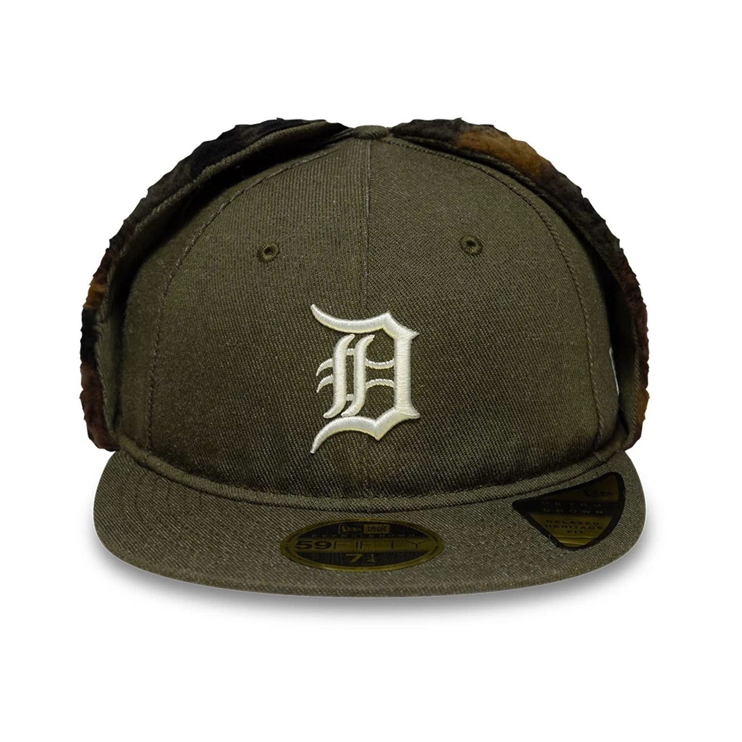 This is a Detroit Tigers MLB Camo Open Green Retro Crown 59FIFTY Fitted Cap 5
