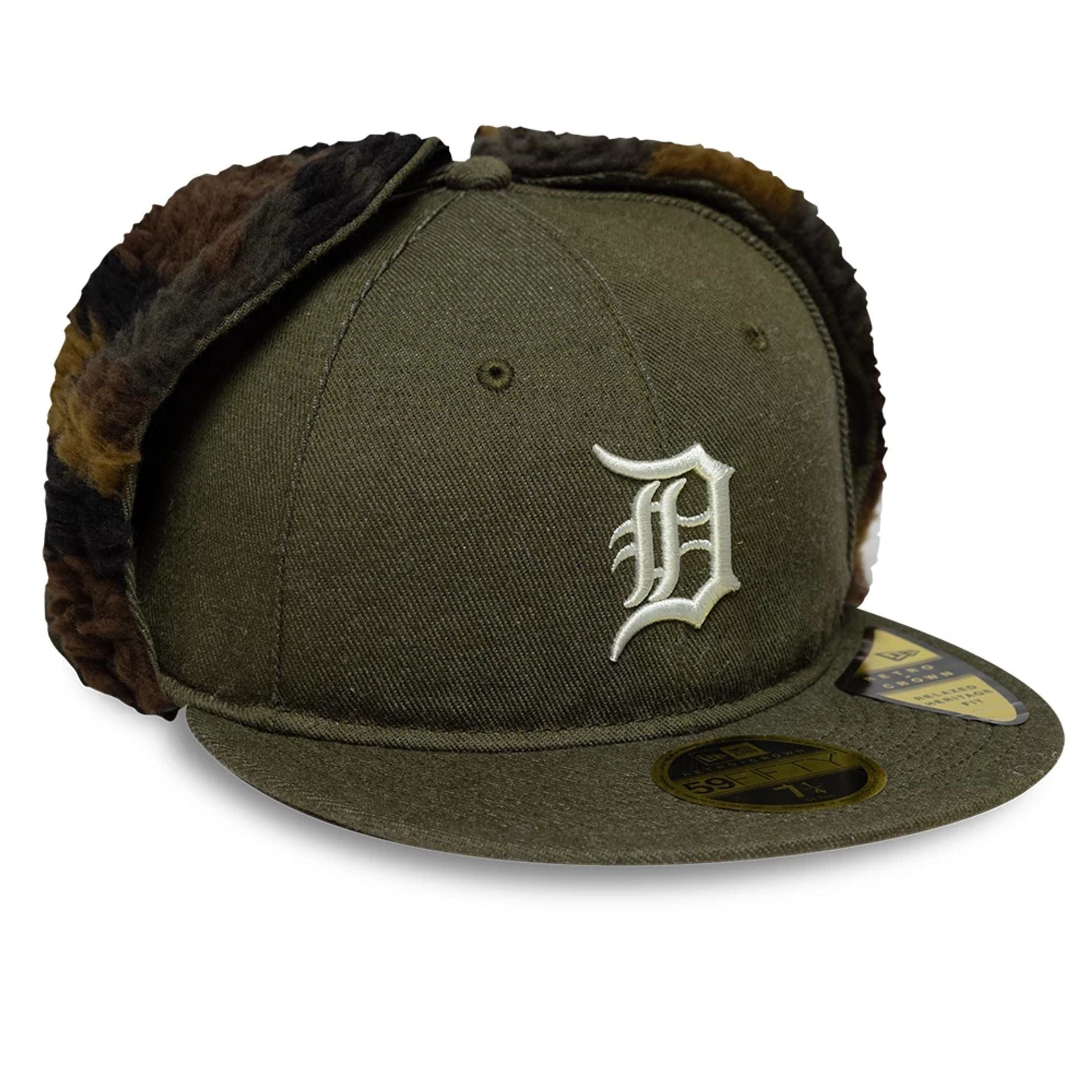 This is a Detroit Tigers MLB Camo Open Green Retro Crown 59FIFTY Fitted Cap 4