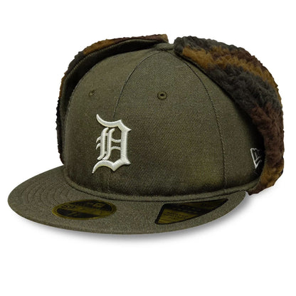 This is a Detroit Tigers MLB Camo Open Green Retro Crown 59FIFTY Fitted Cap 1